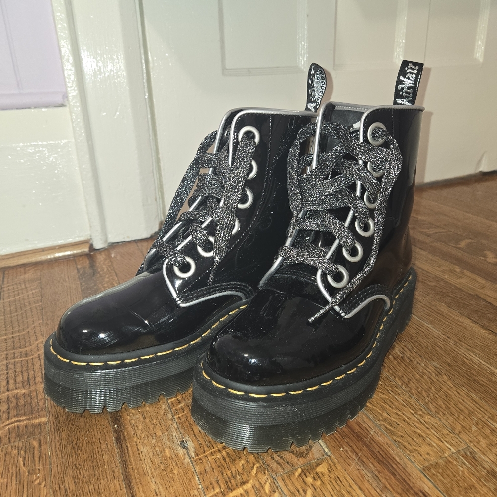 Dr. Martens Black Patent Molly Boots Sz 8